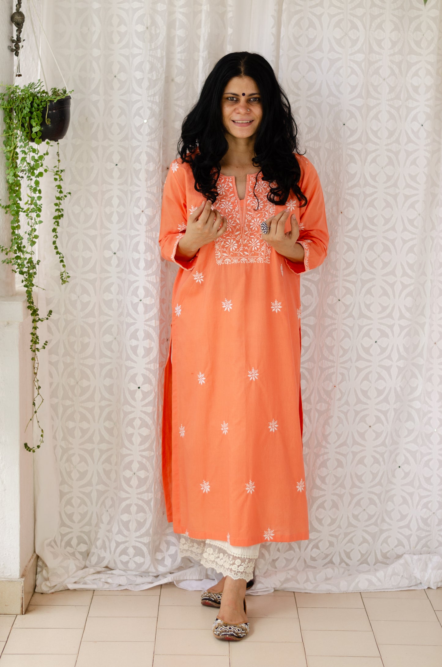 Handembroidered Chikankari Mull Cotton Kurta