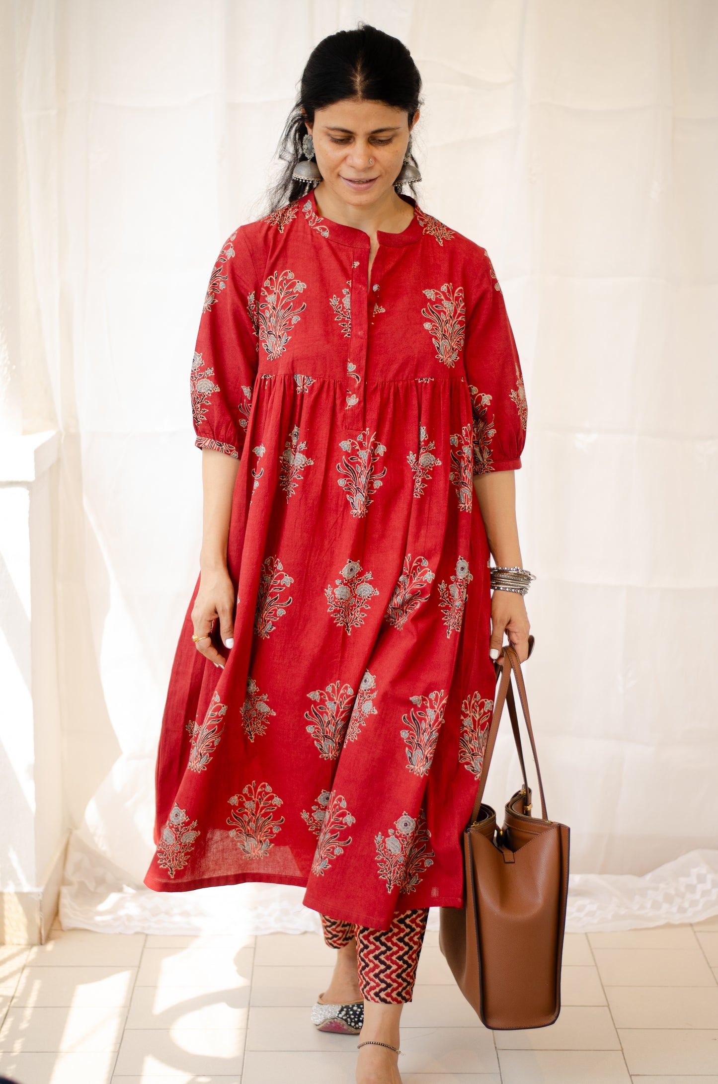 Cotton Handblock Printed Natural Dyed Ajrakh Kurta