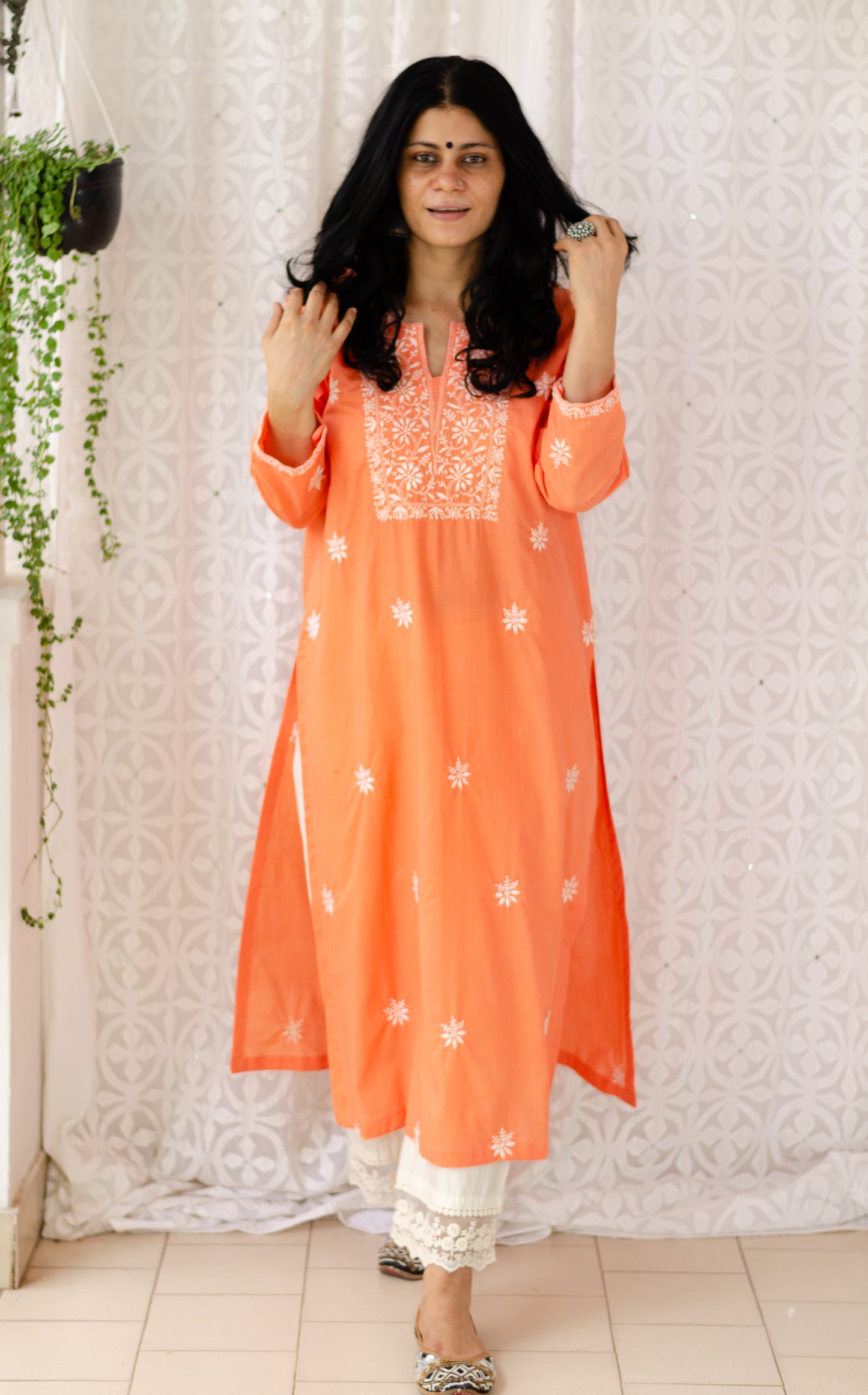 Handembroidered Chikankari Mull Cotton Kurta