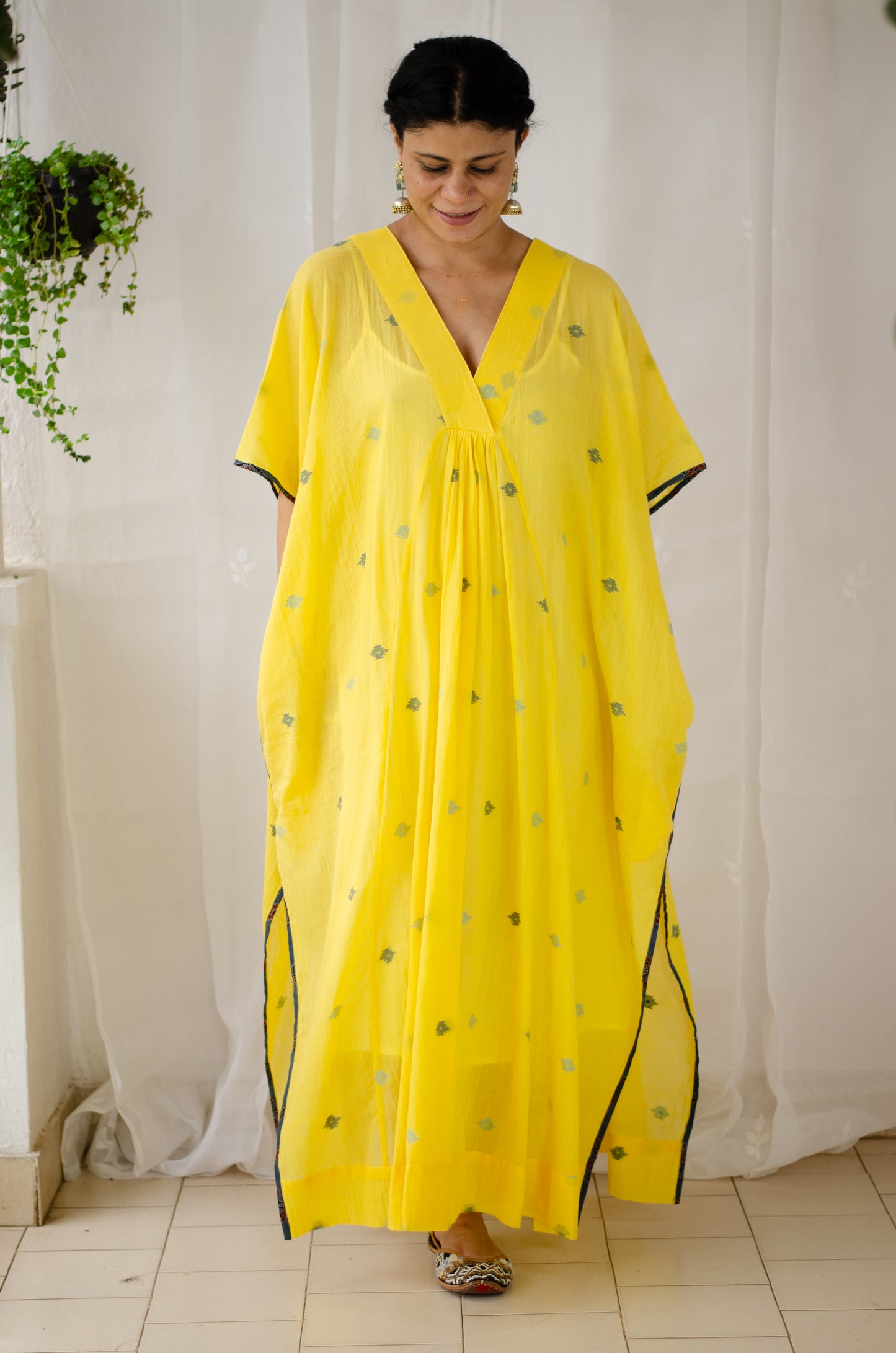 Handwoven Jamdani Muslin Kaftan