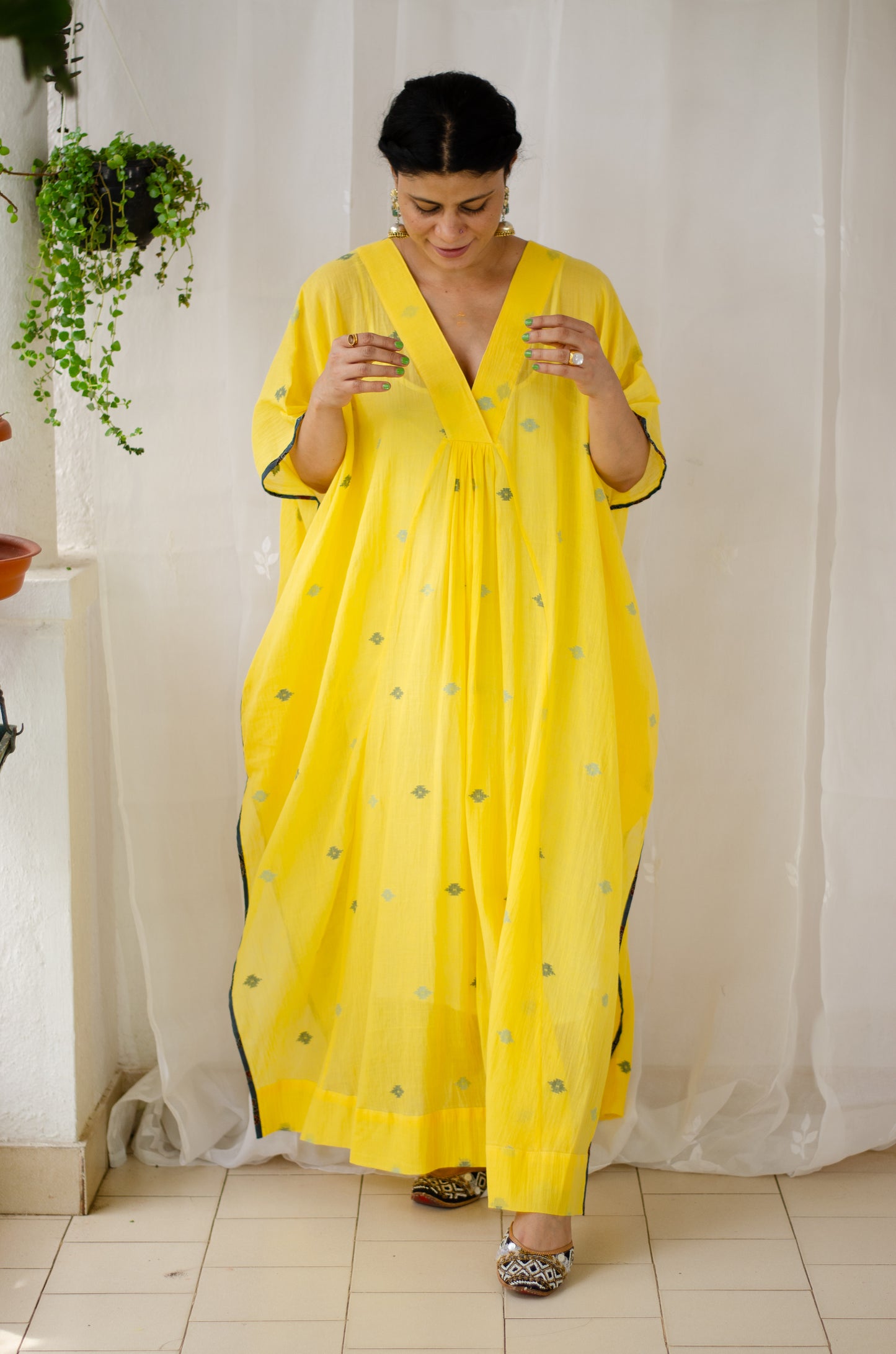 Handwoven Jamdani Muslin Kaftan