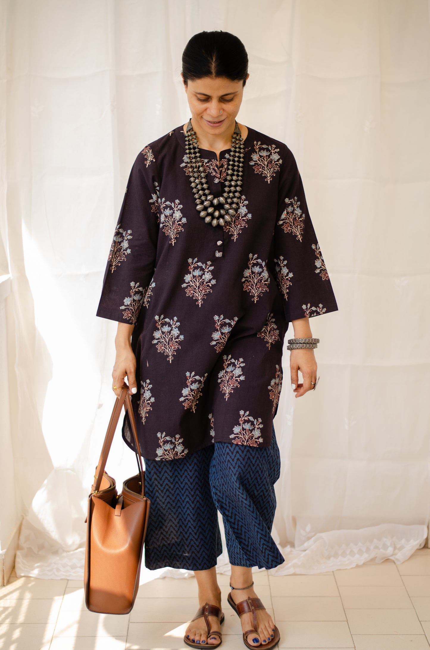 Cotton Handblock Printed Natural Dyed Ajrakh Kurta