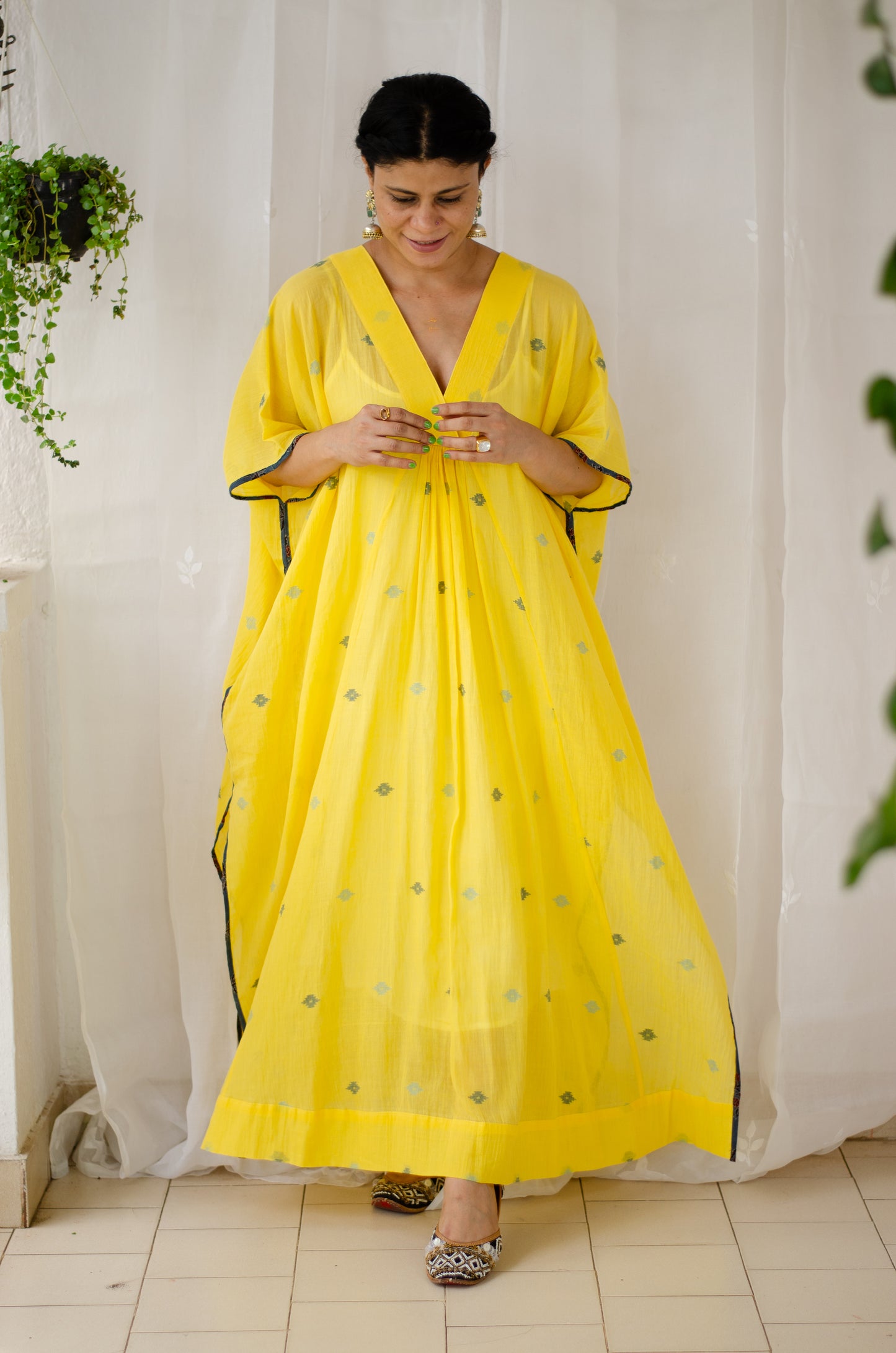 Handwoven Jamdani Muslin Kaftan