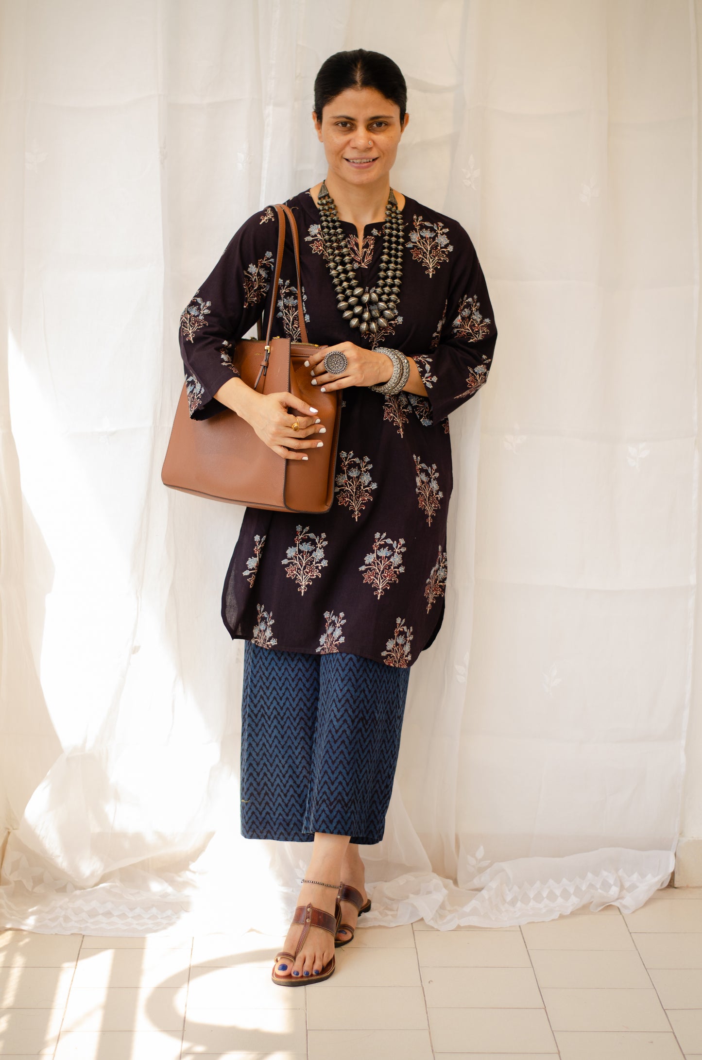 Cotton Handblock Printed Natural Dyed Ajrakh Kurta