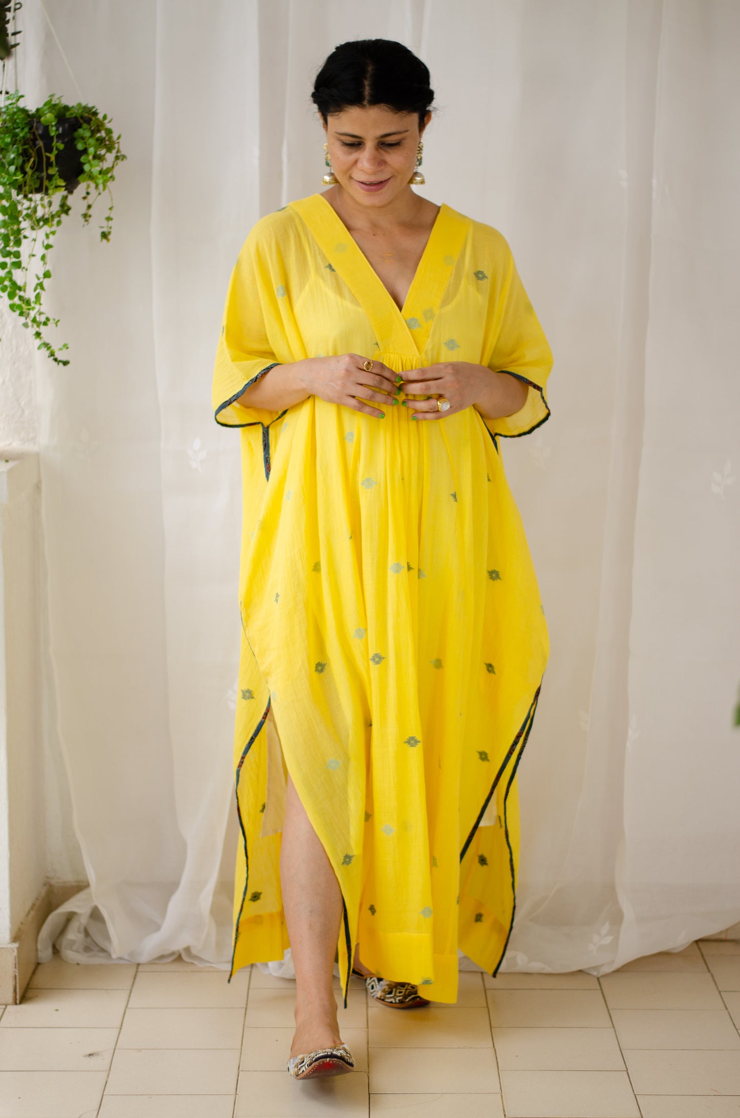 Handwoven Jamdani Muslin Kaftan