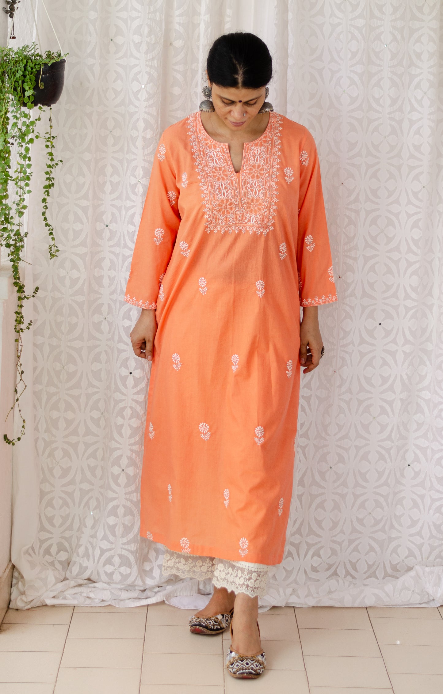 Handembroidered Chikankari Mull Cotton Kurta