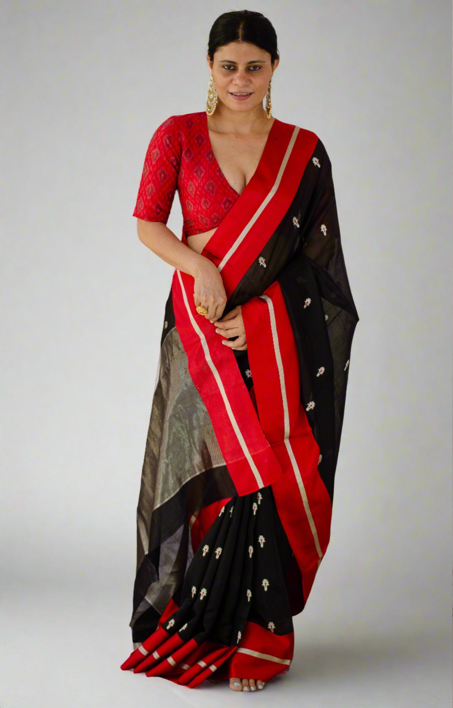 Handloom Chanderi Pattu Silk Saree with motifs