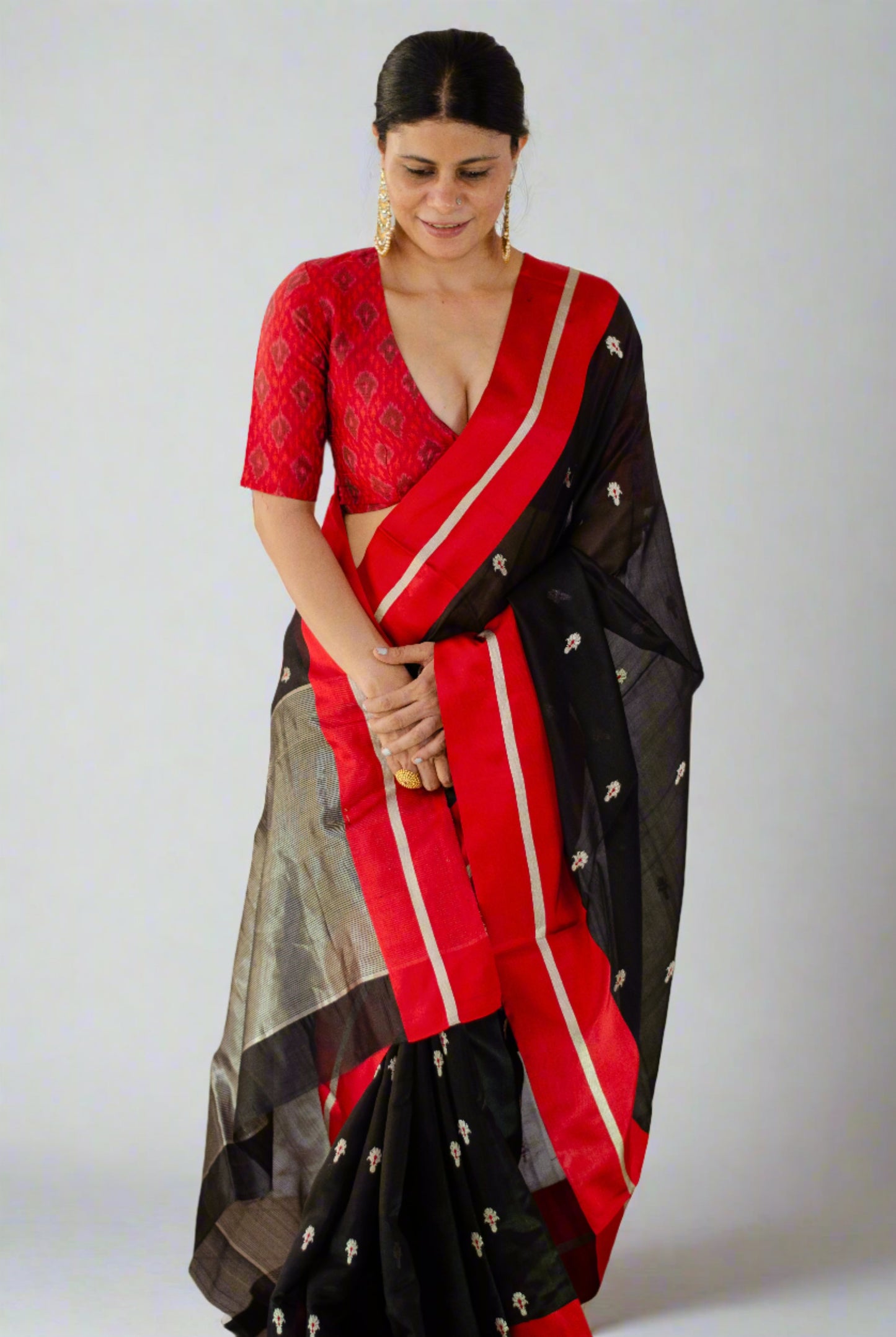 Handloom Chanderi Pattu Silk Saree with motifs