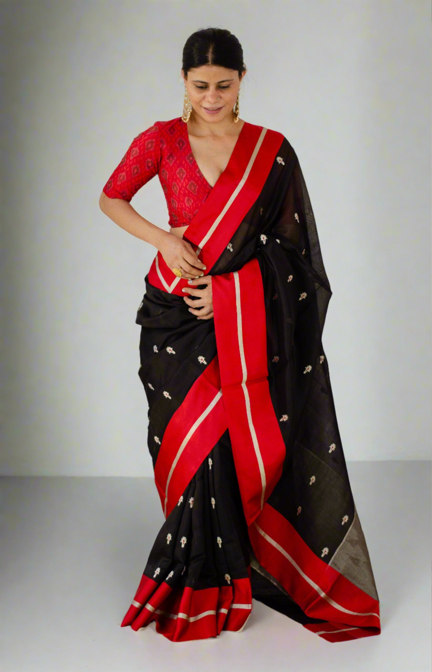 Handloom Chanderi Pattu Silk Saree with motifs