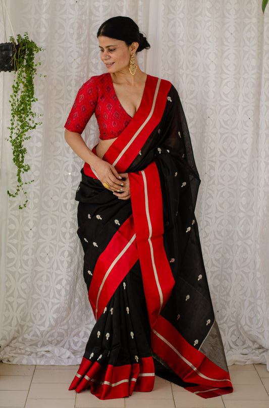 Handloom Chanderi Pattu Silk Saree with motifs