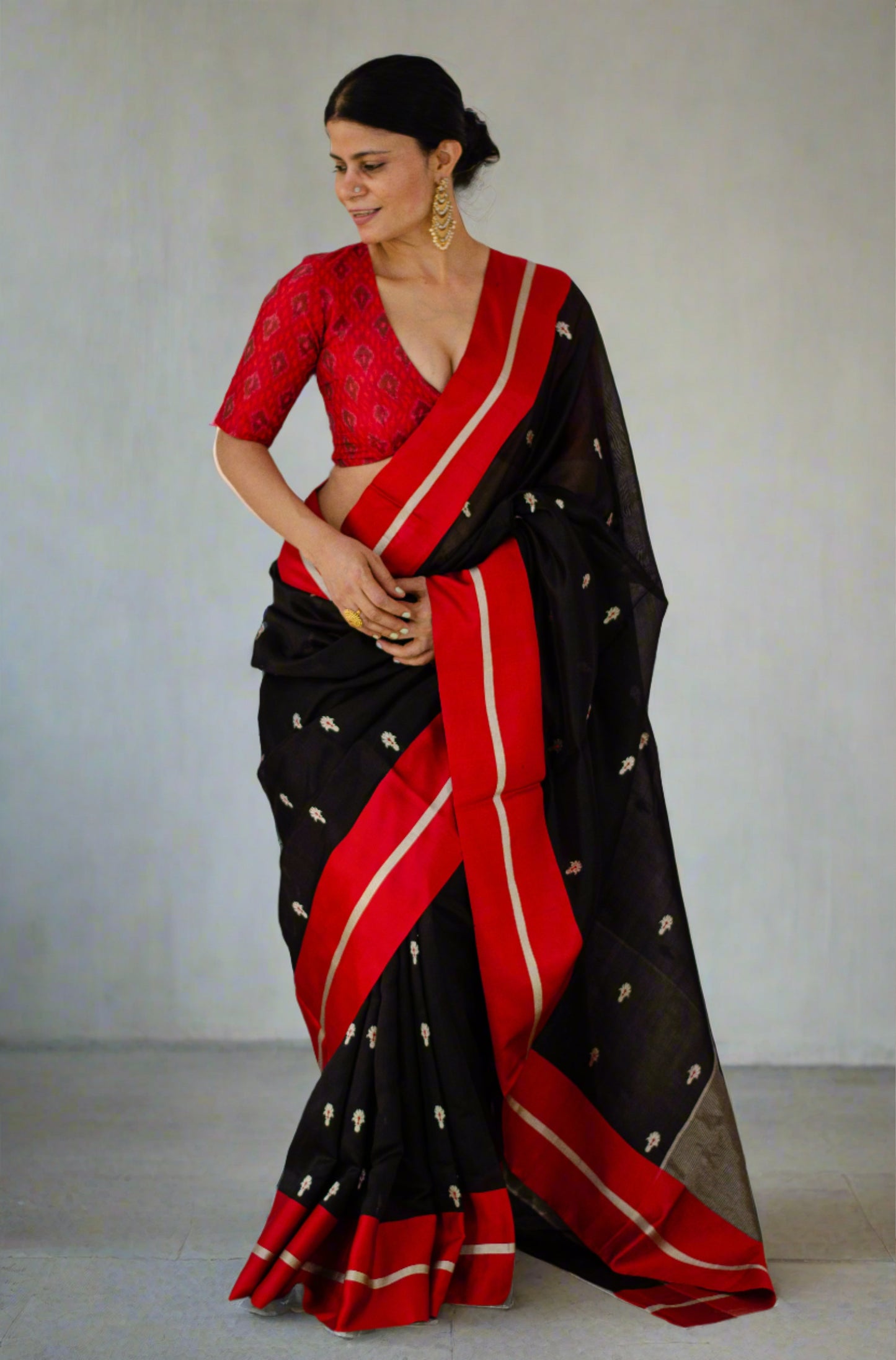 Handloom Chanderi Pattu Silk Saree with motifs