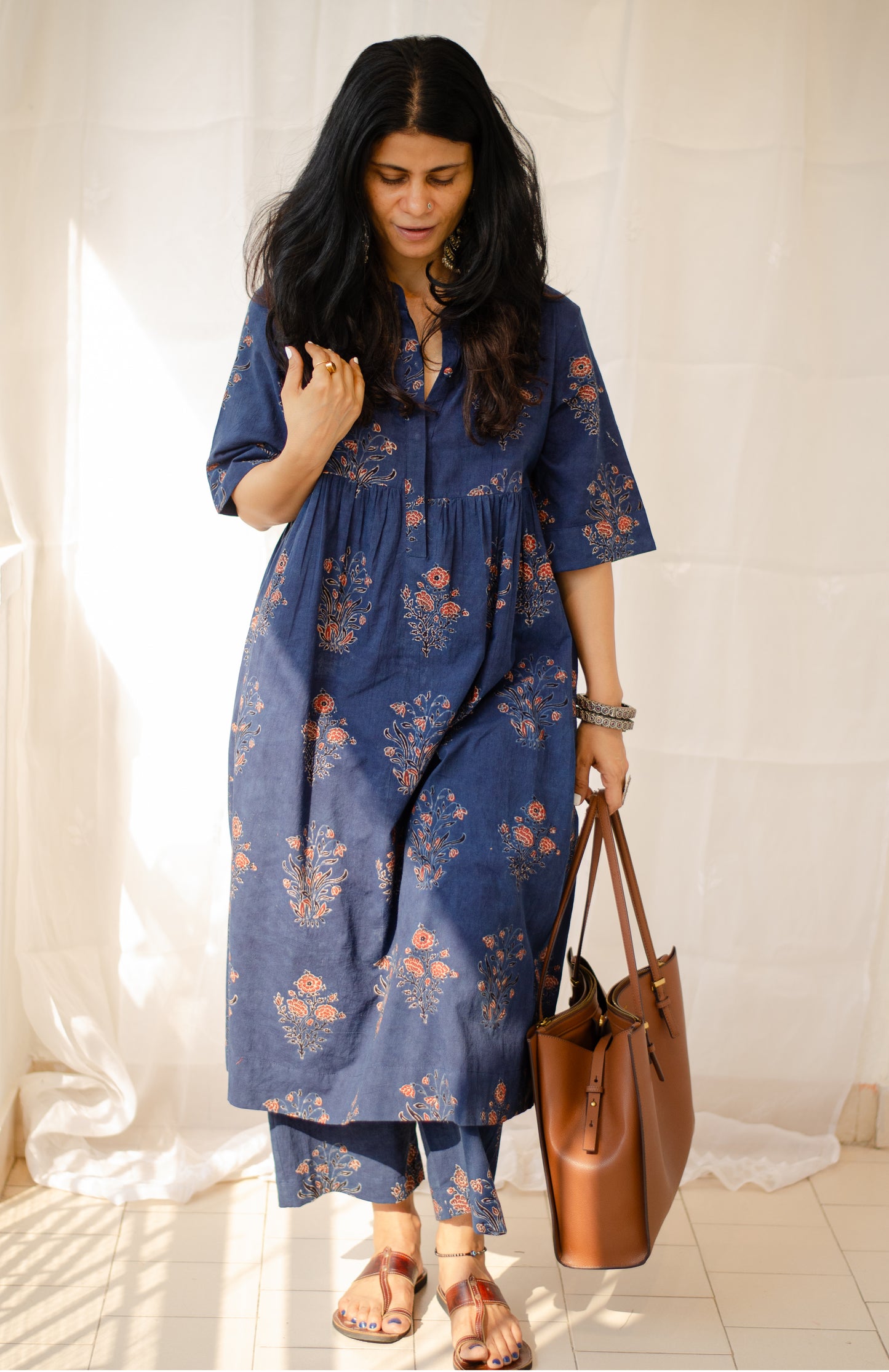 Cotton Handblock Printed Natural Dyed Ajrakh Kurta