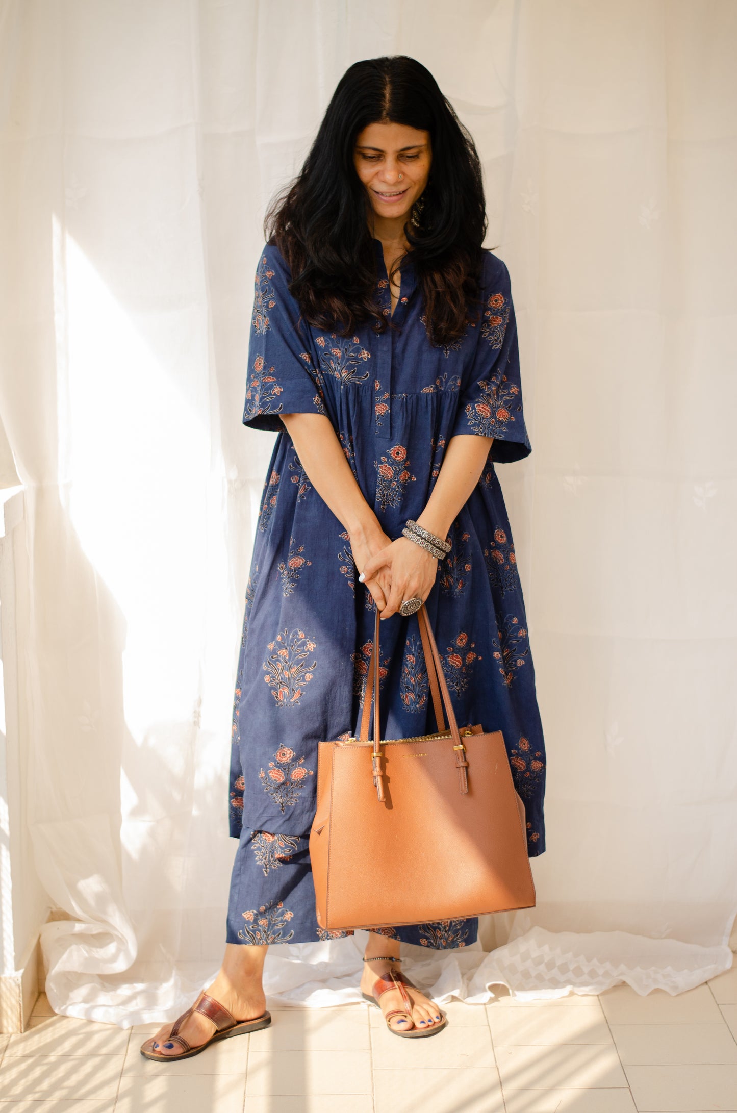 Cotton Handblock Printed Natural Dyed Ajrakh Kurta