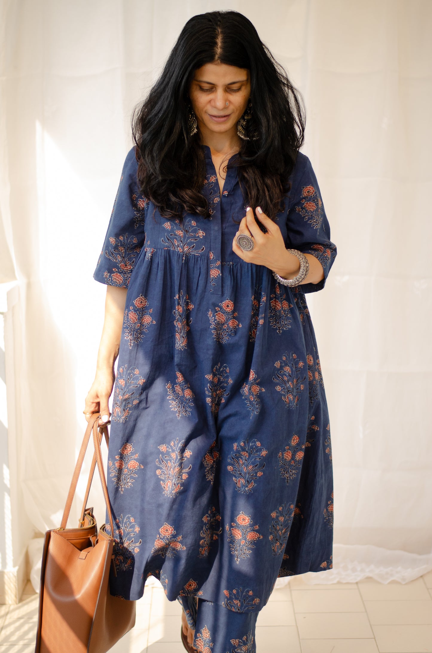 Cotton Handblock Printed Natural Dyed Ajrakh Kurta
