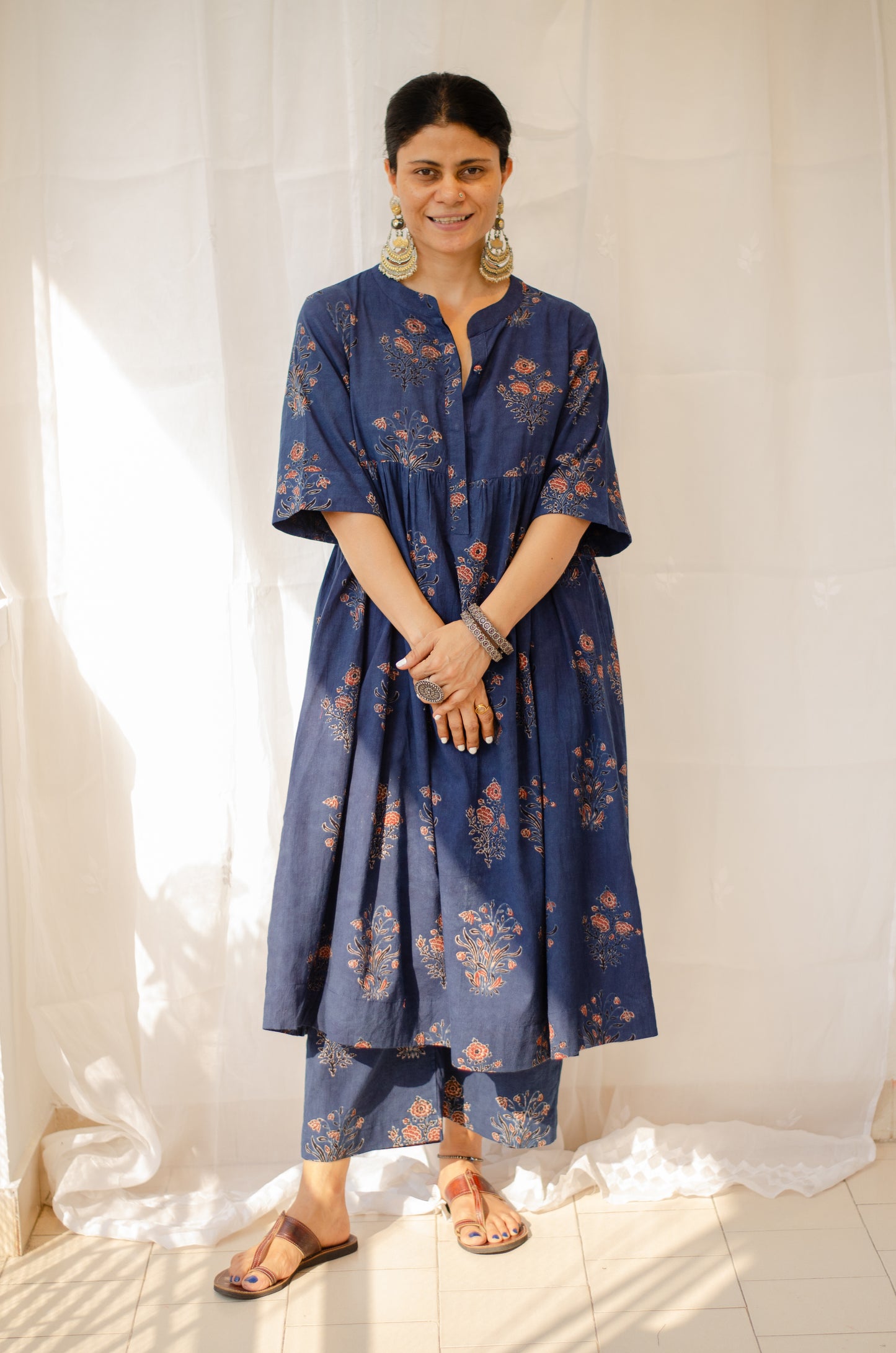 Cotton Handblock Printed Natural Dyed Ajrakh Kurta