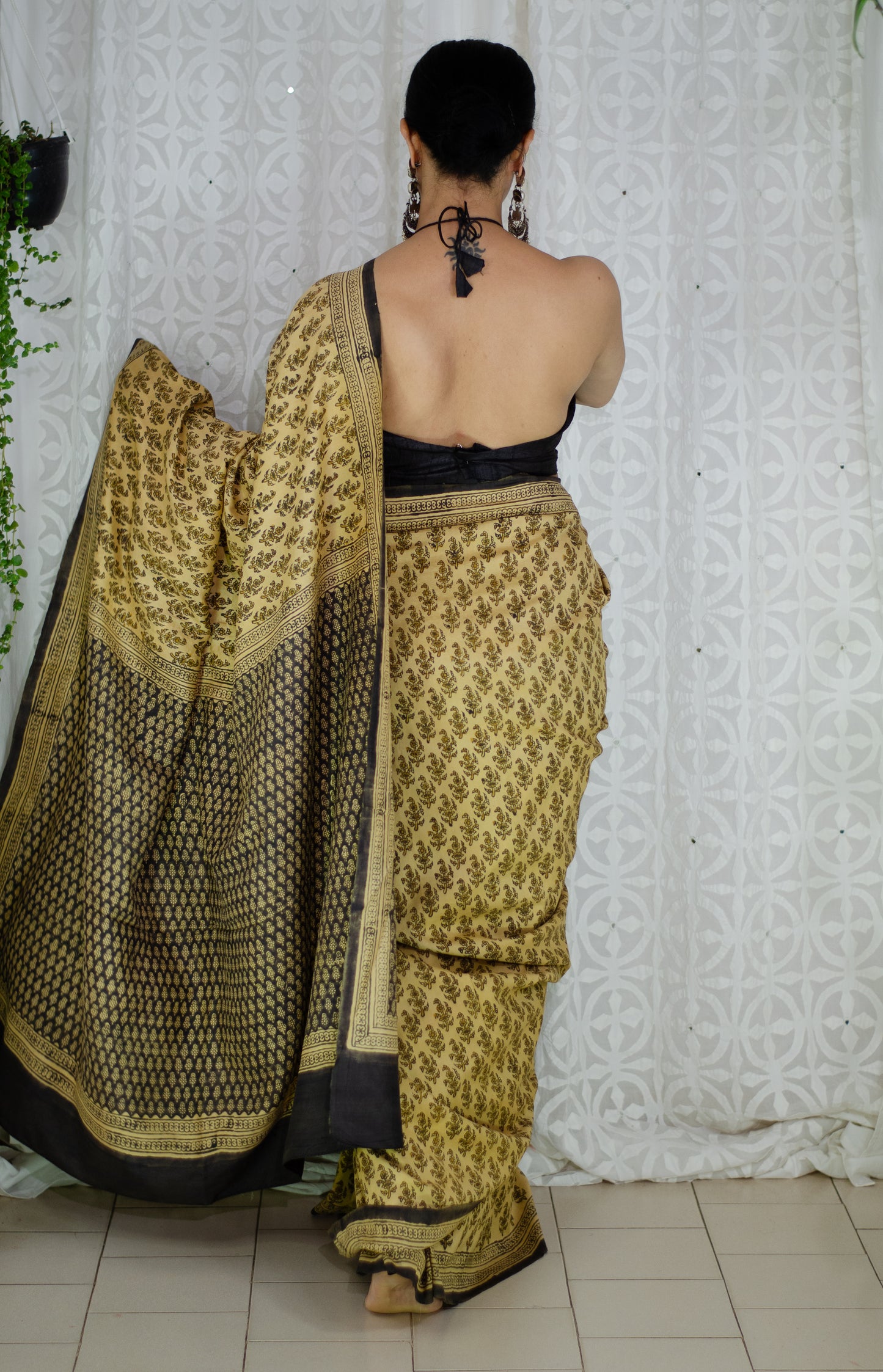 Natural Dyed Handblock Printed Mulberry Silk Saree