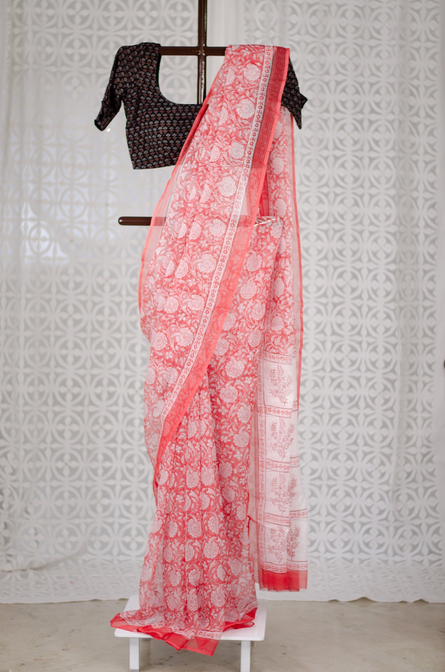 Handblock Printed Kota Doria Saree