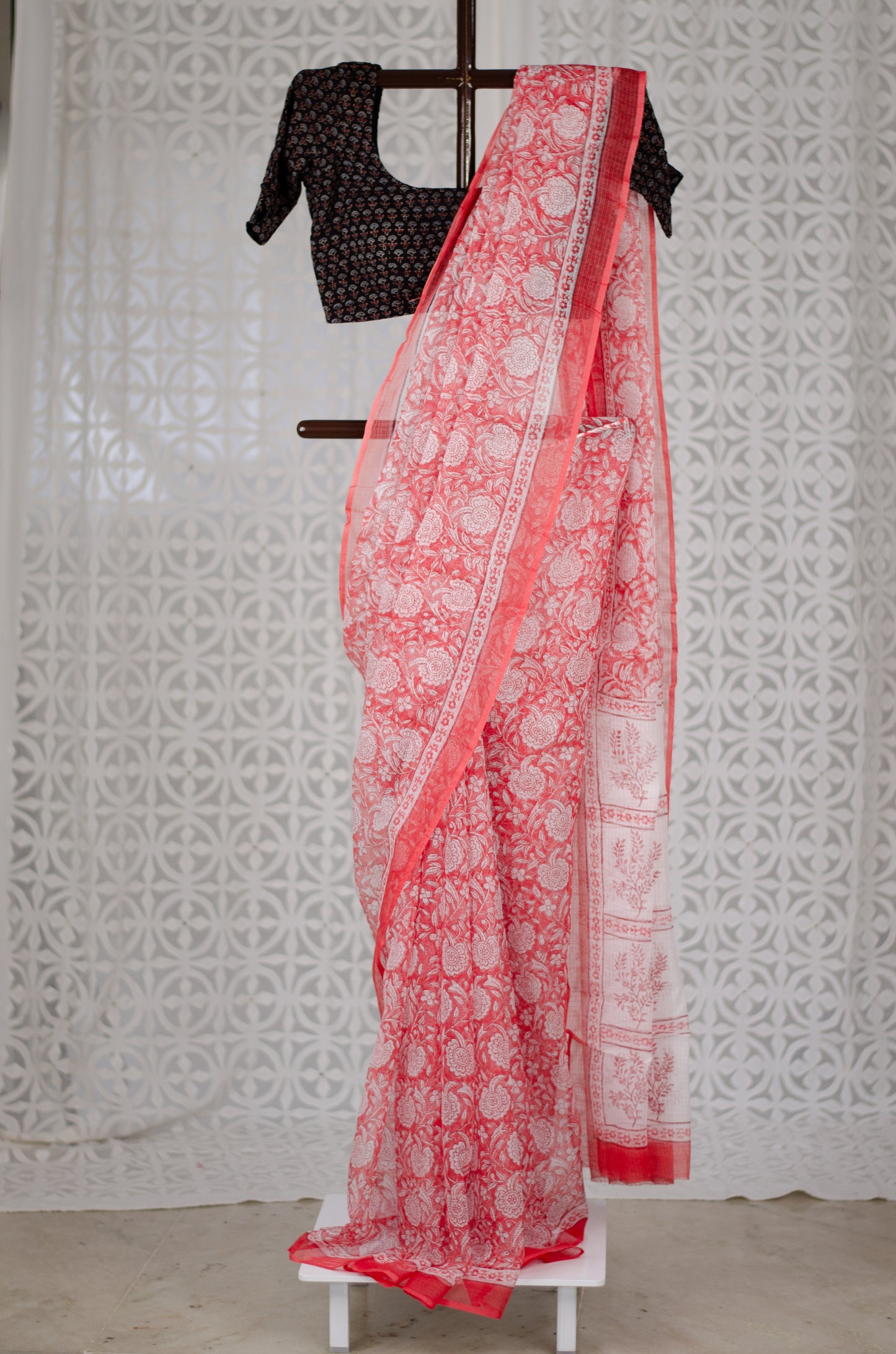 Handblock Printed Kota Doria Saree