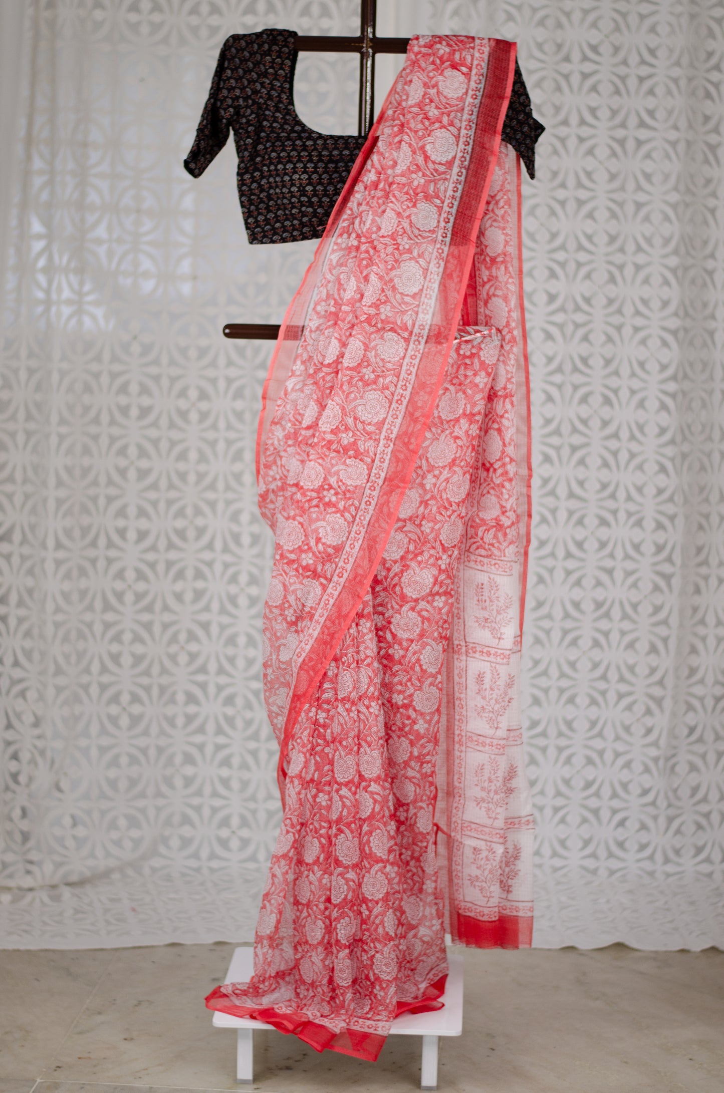 Handblock Printed Kota Doria Saree