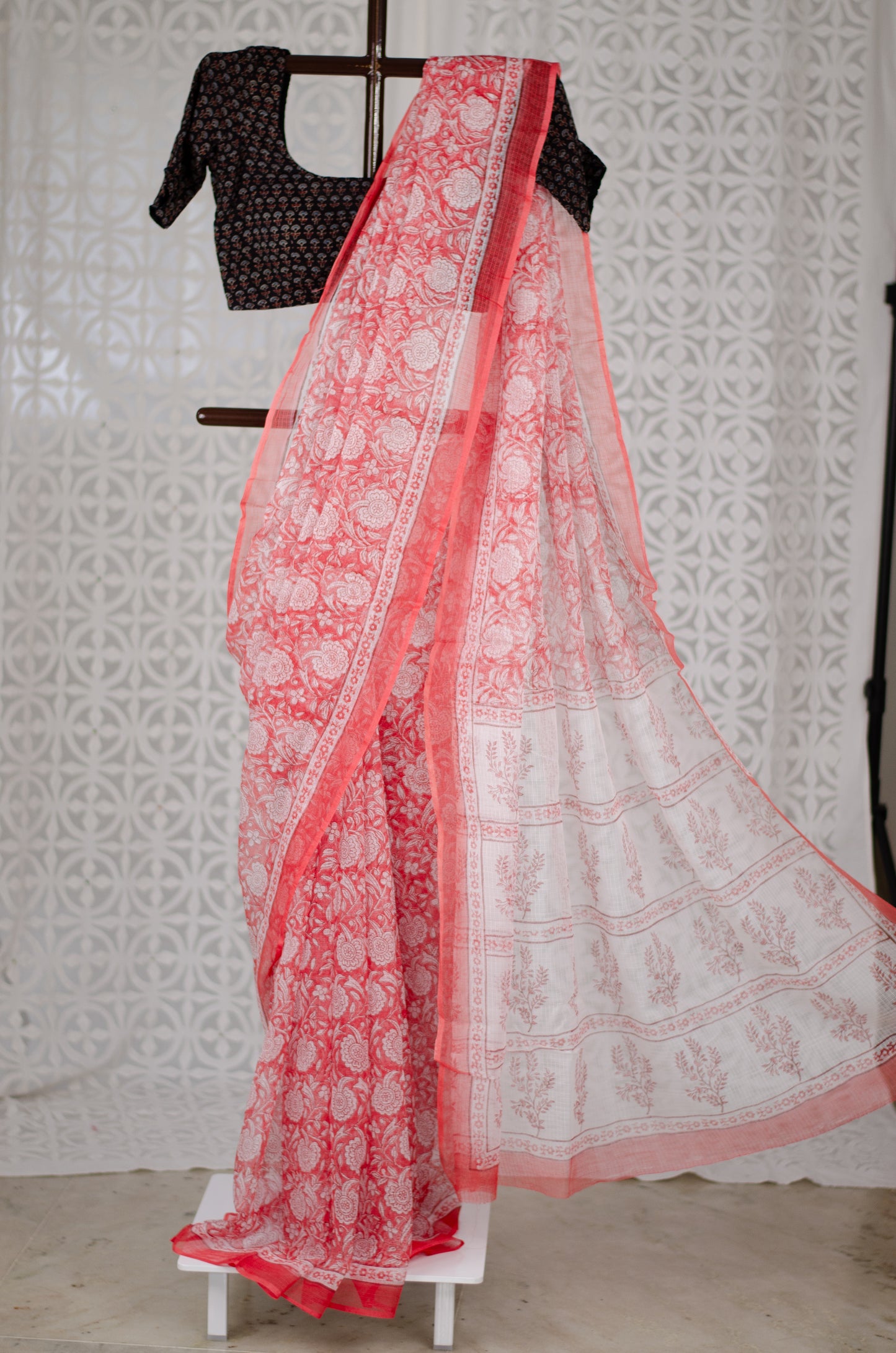 Handblock Printed Kota Doria Saree