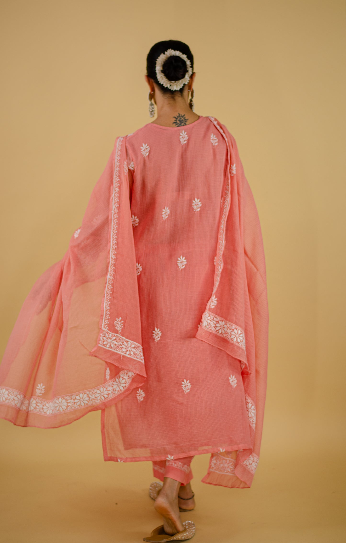 Chanderi Silk Handembroidered Chikankari Dupatta