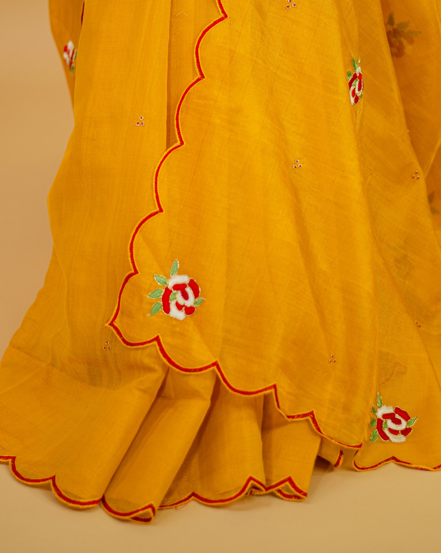 Sequence & Resham thread Hand Embroidered Handloom Tissue Silk Saree.