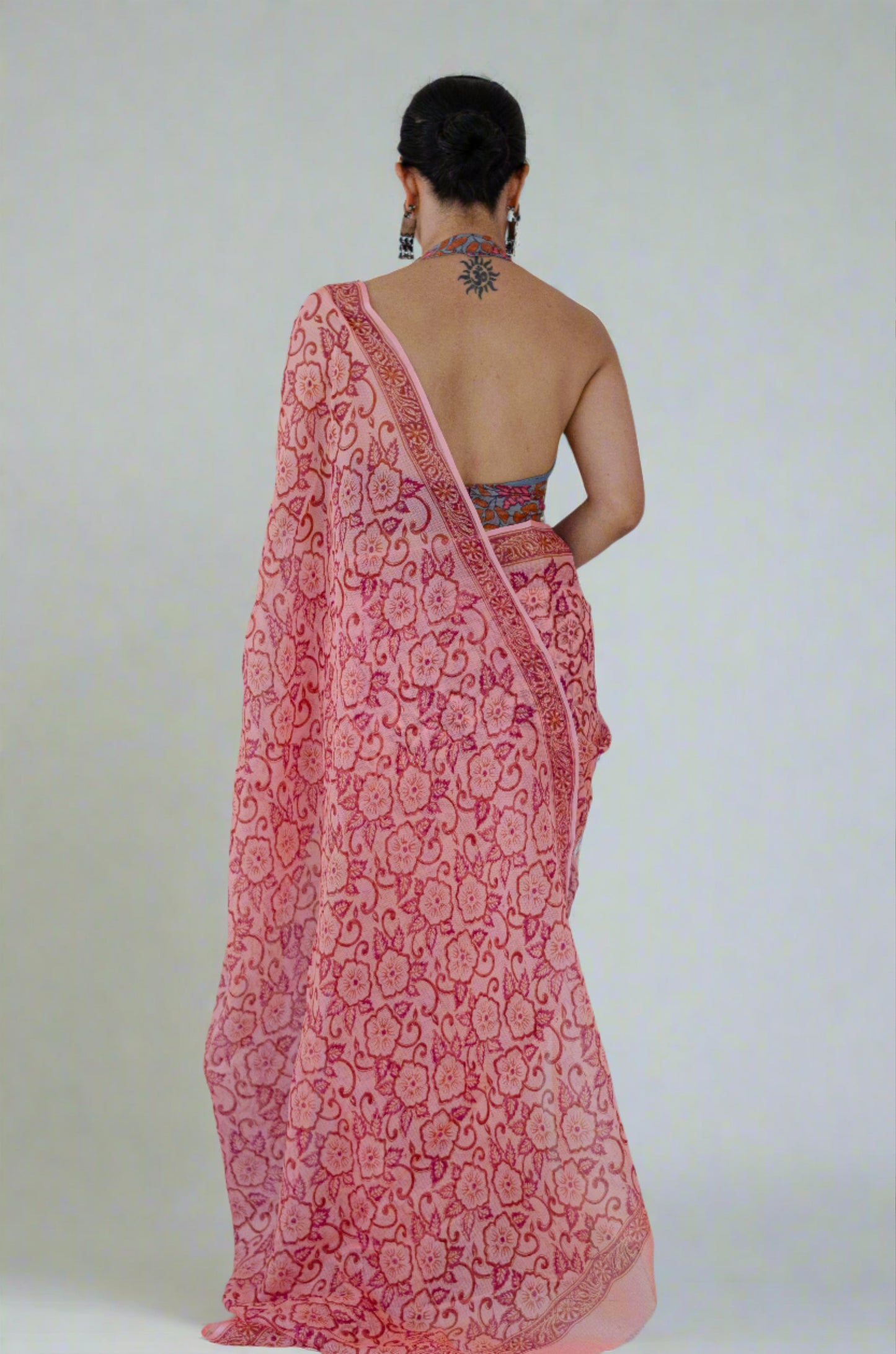 Hand Block Printed Kota Silk Saree.