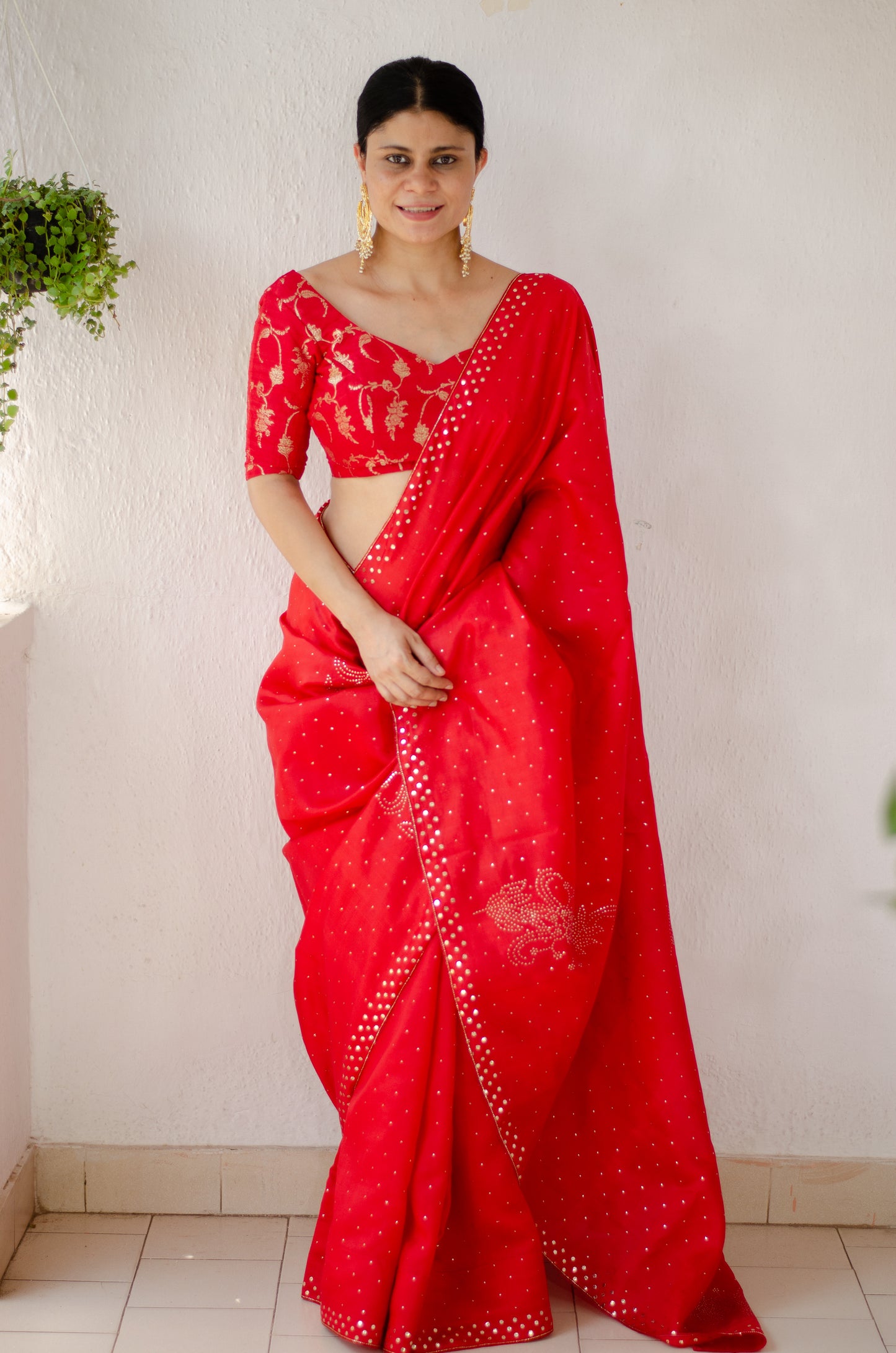 Handloom & Handembroidered Mukaish and Kaddana katan Silk saree