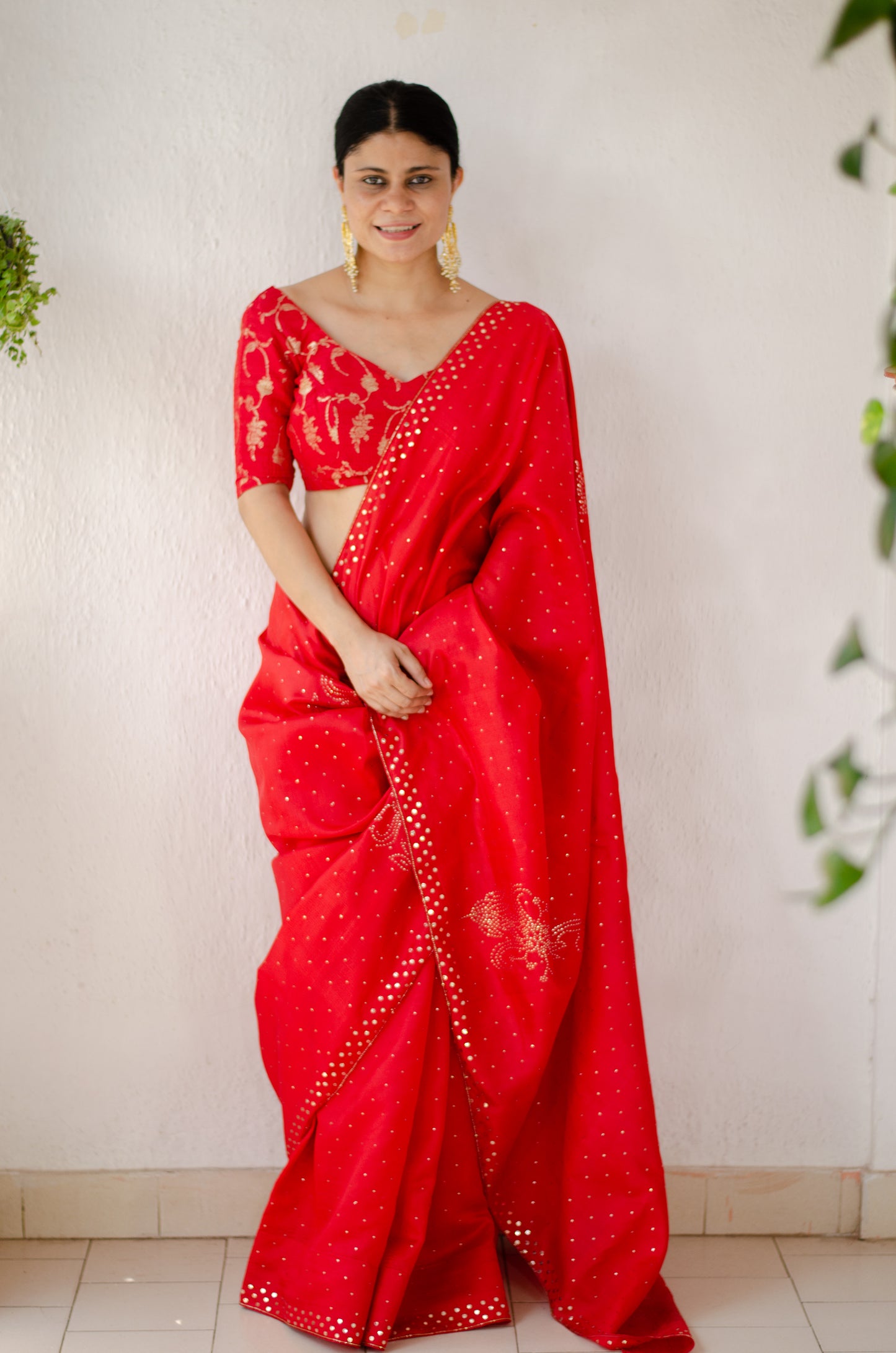 Handloom & Handembroidered Mukaish and Kaddana katan Silk saree