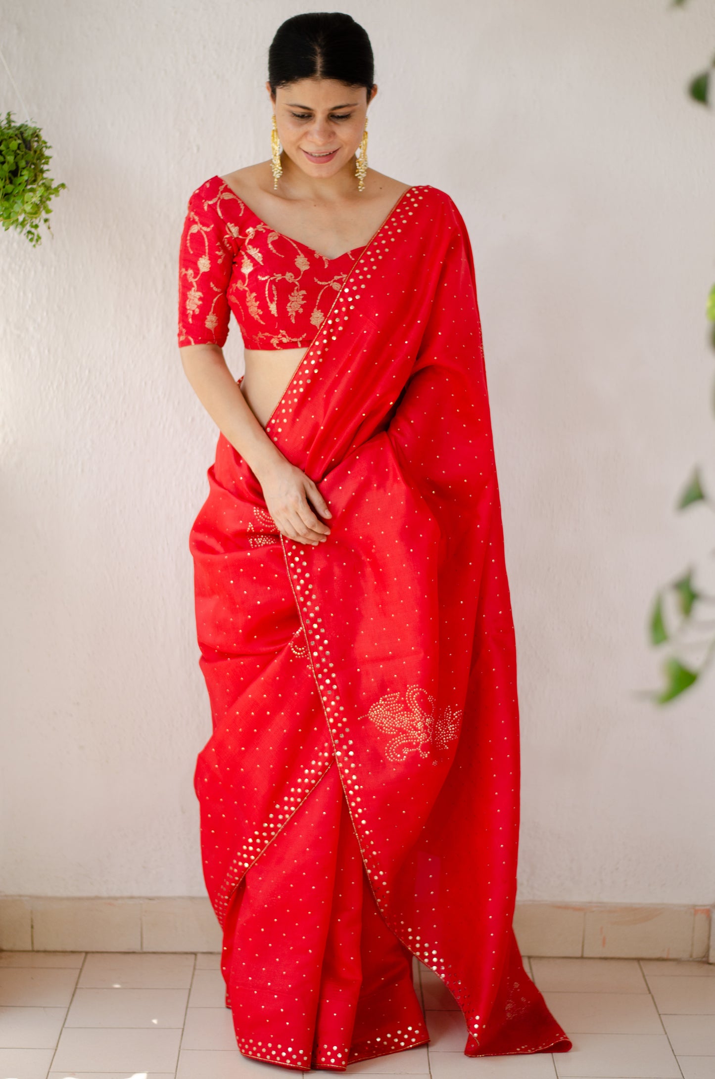 Handloom & Handembroidered Mukaish and Kaddana katan Silk saree