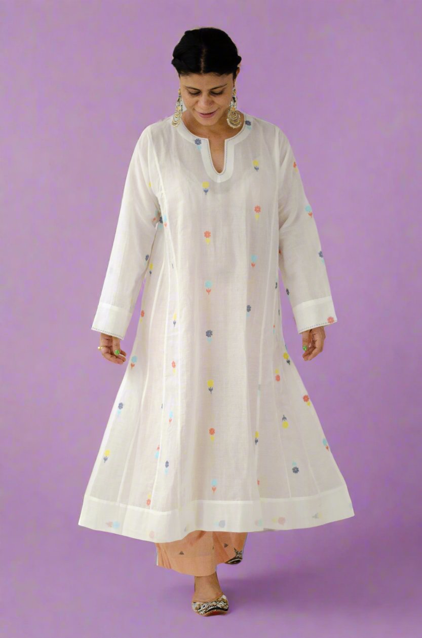Handwoven Jamdani Muslin Kalidar Kurta