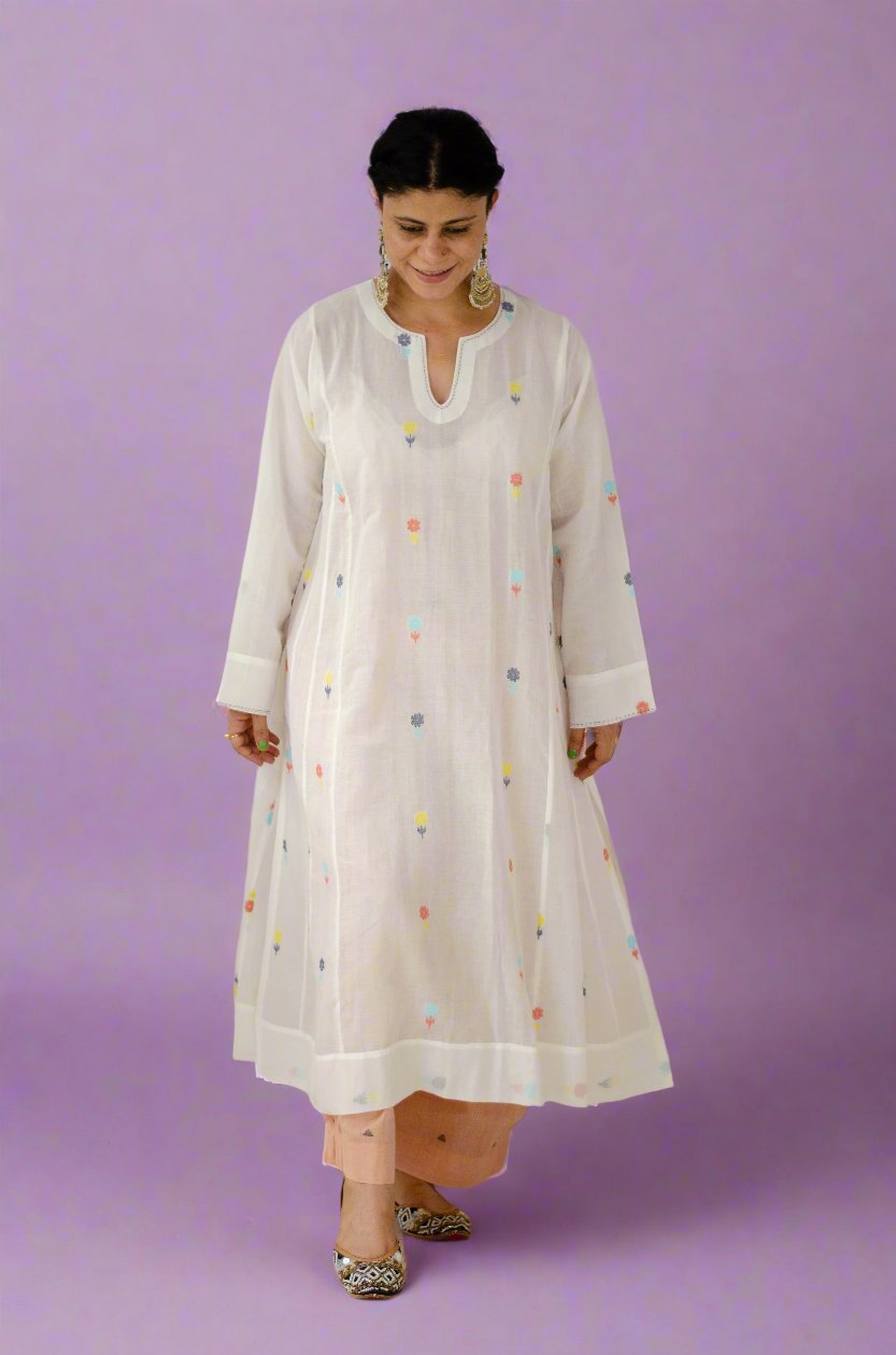 Handwoven Jamdani Muslin Kalidar Kurta