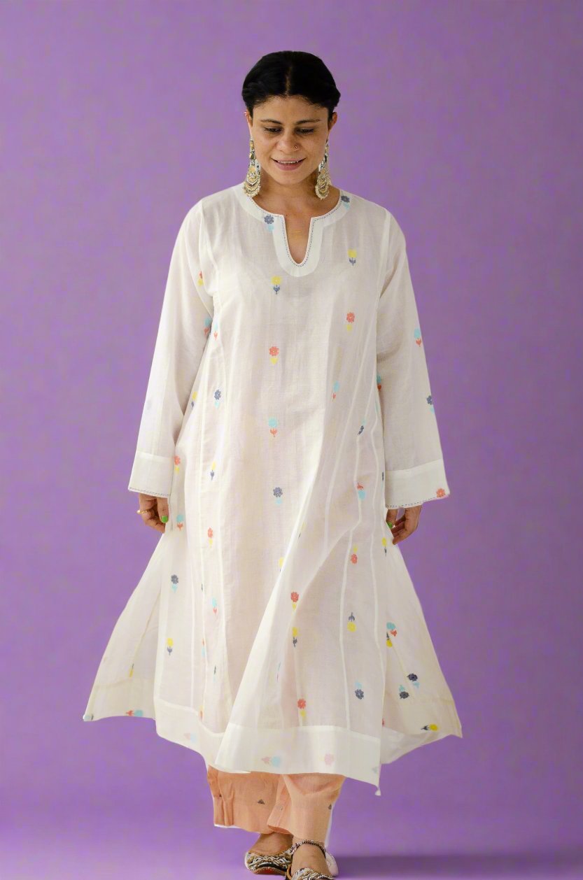 Handwoven Jamdani Muslin Kalidar Kurta