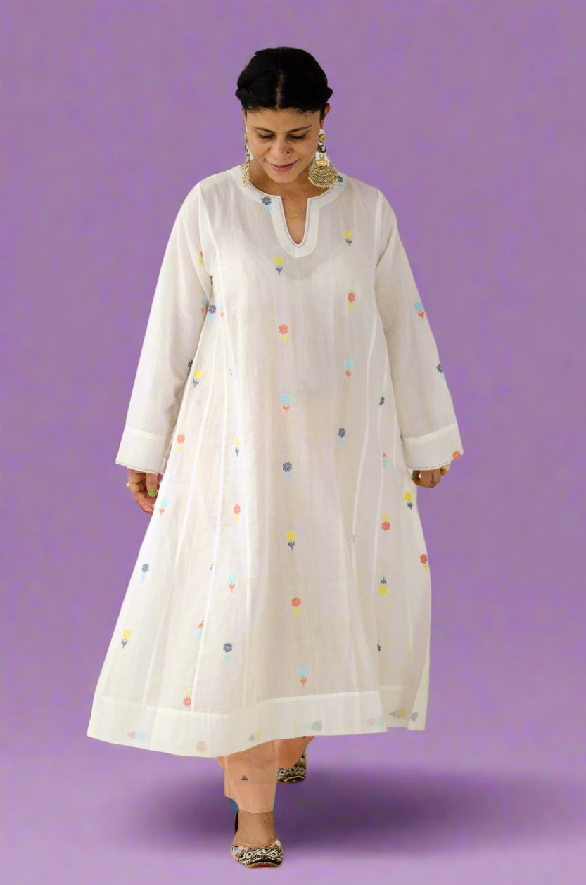 Handwoven Jamdani Muslin Kalidar Kurta