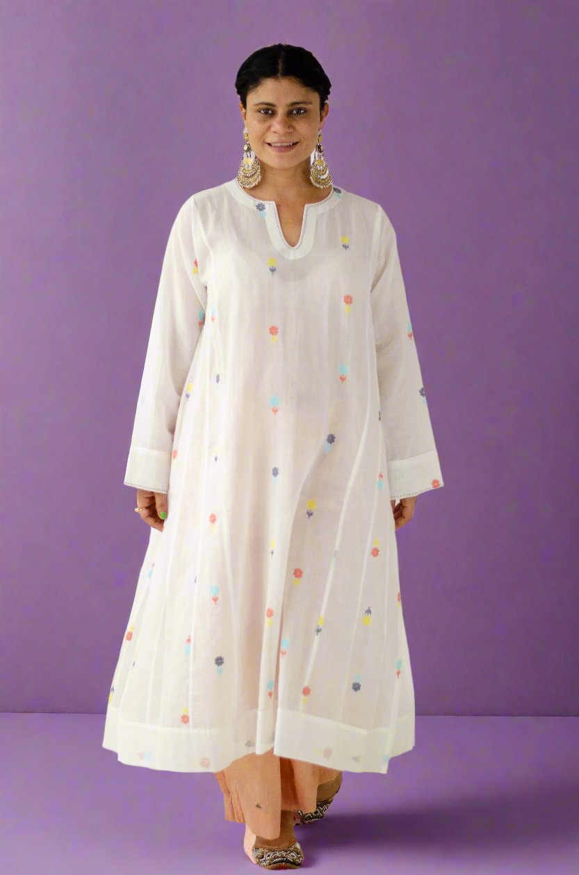 Handwoven Jamdani Muslin Kalidar Kurta