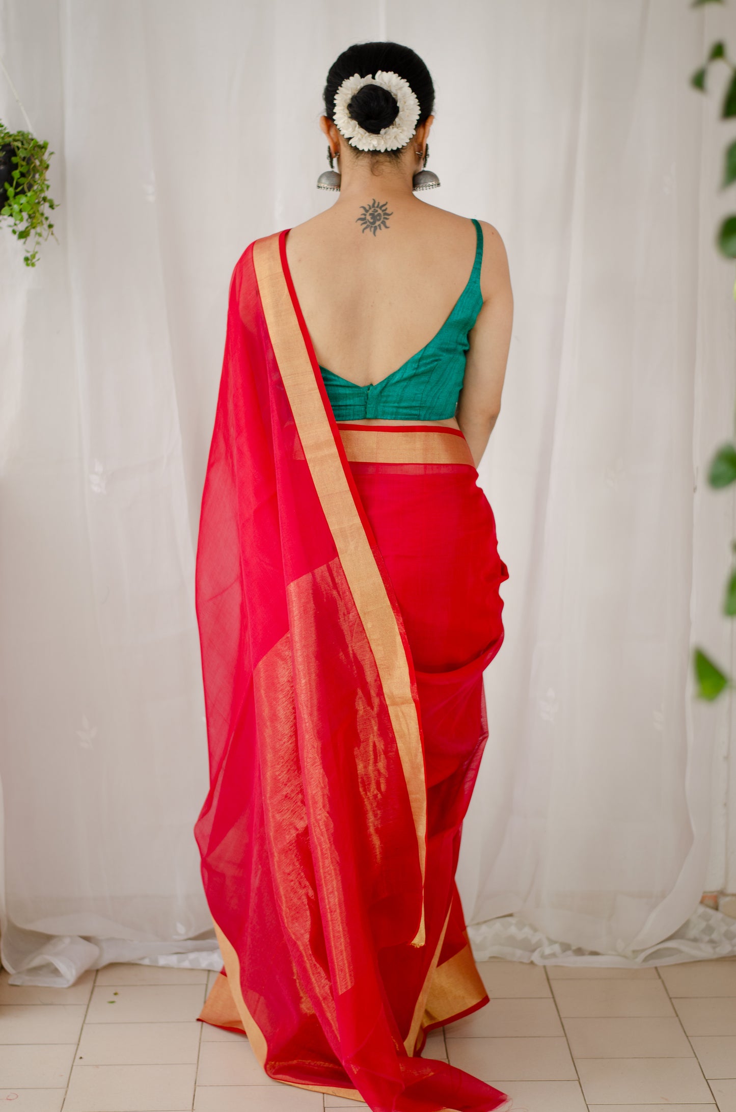 Handloom Cotton Silk Chanderi Saree With Woven Border