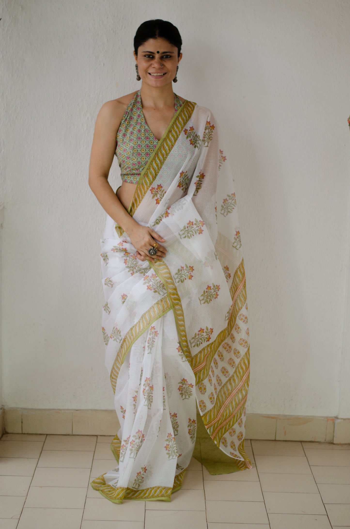 Natural Dyed Handblock Printed Kota Doria Saree