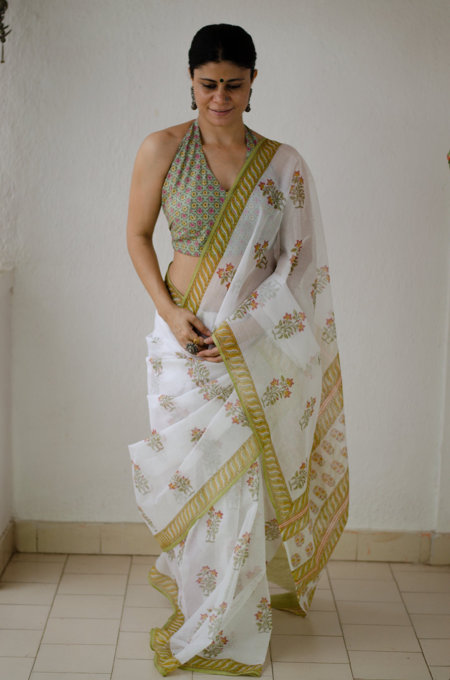 Natural Dyed Handblock Printed Kota Doria Saree