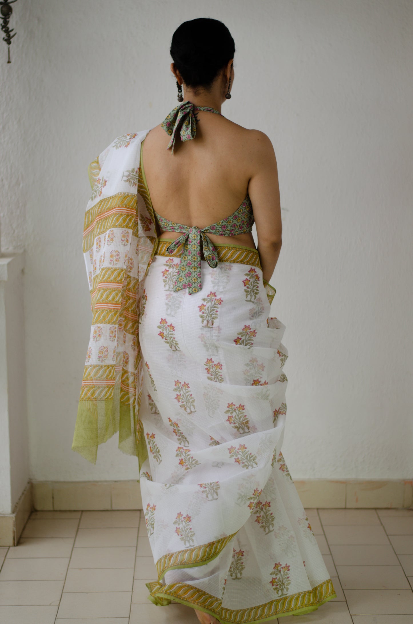 Natural Dyed Handblock Printed Kota Doria Saree