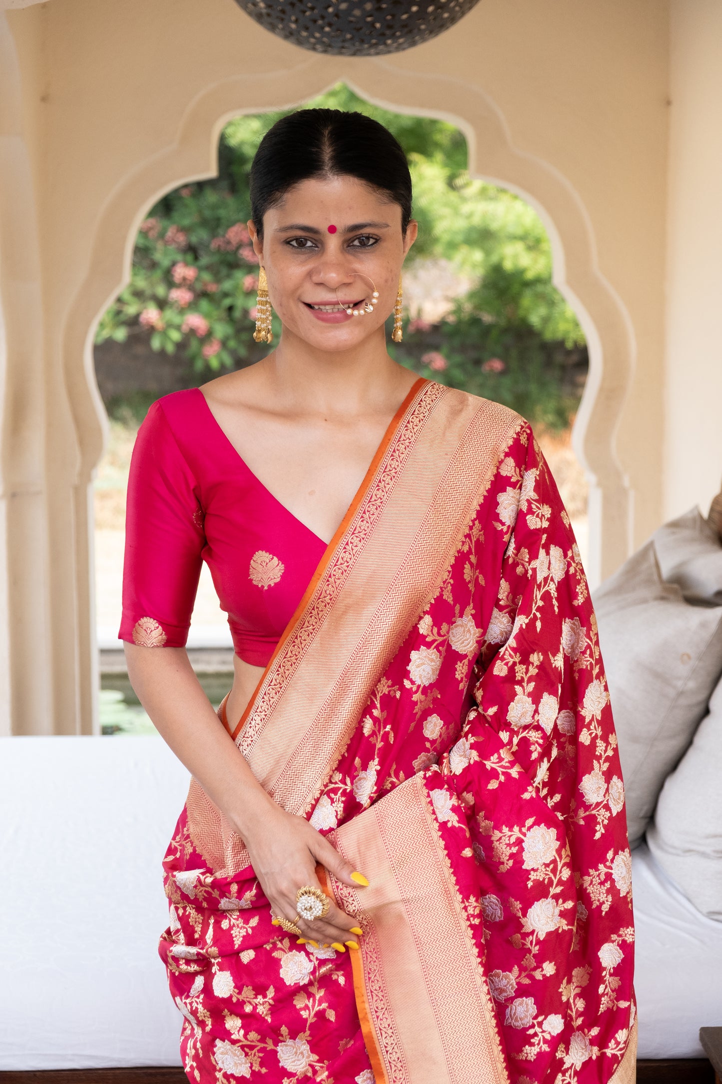 Deep Rani Pink Handwoven Kadwa Katan Silk Banarasi Saree