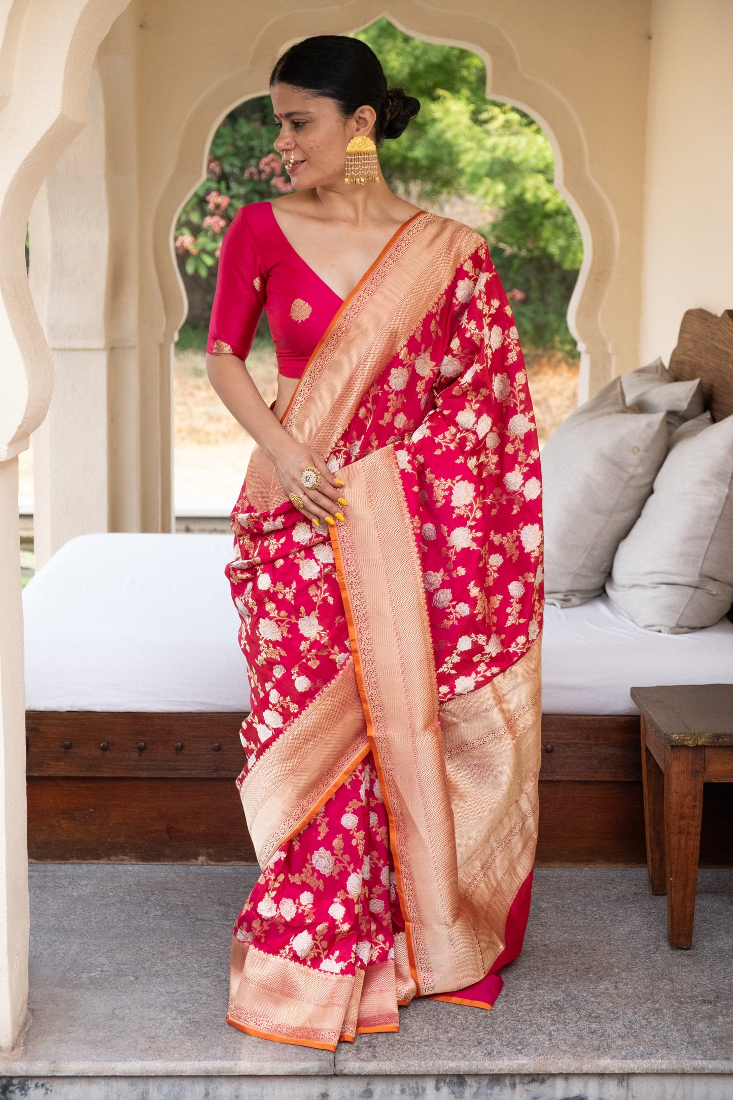 Deep Rani Pink Handwoven Kadwa Katan Silk Banarasi Saree