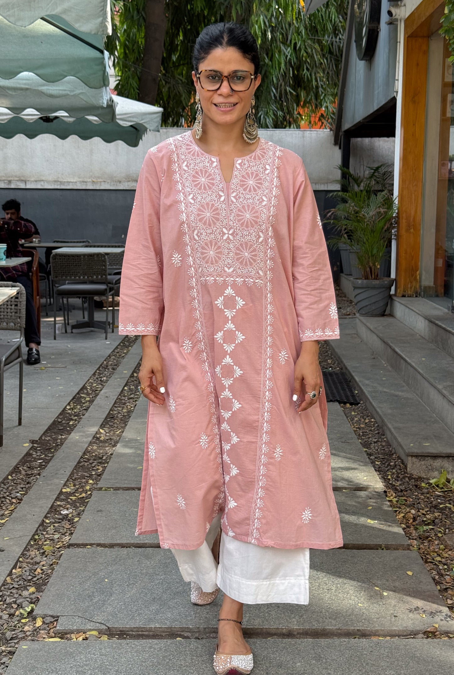 Handembroidered Heavy Jaal Chikankari Mull Cotton Kurta