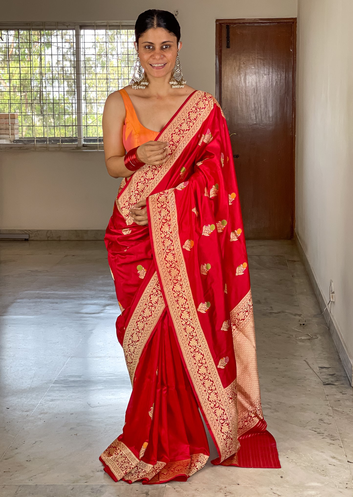 Red Colour Handwoven Kadwa Katan Silk Banarasi Saree