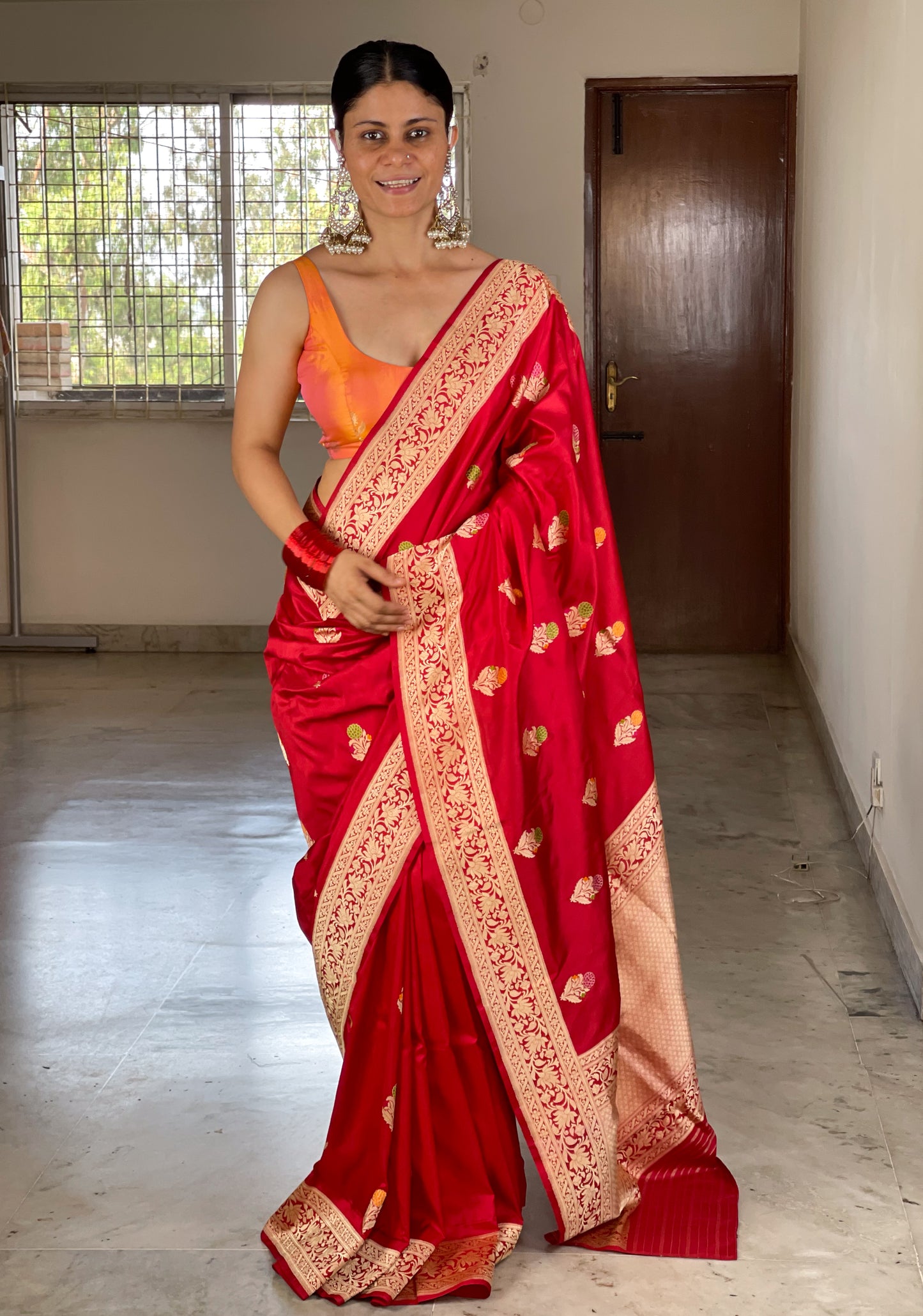 Red Colour Handwoven Kadwa Katan Silk Banarasi Saree