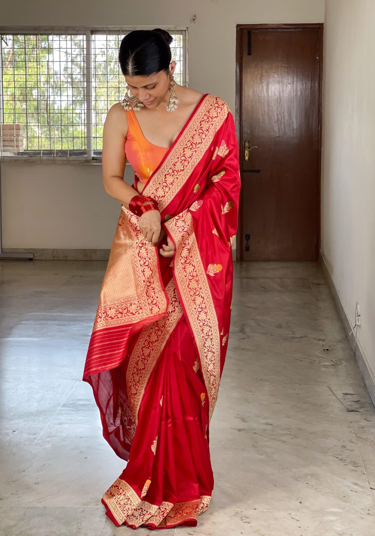 Red Colour Handwoven Kadwa Katan Silk Banarasi Saree