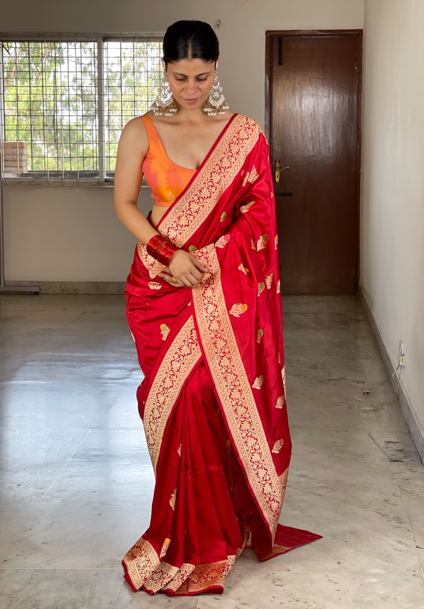 Red Colour Handwoven Kadwa Katan Silk Banarasi Saree