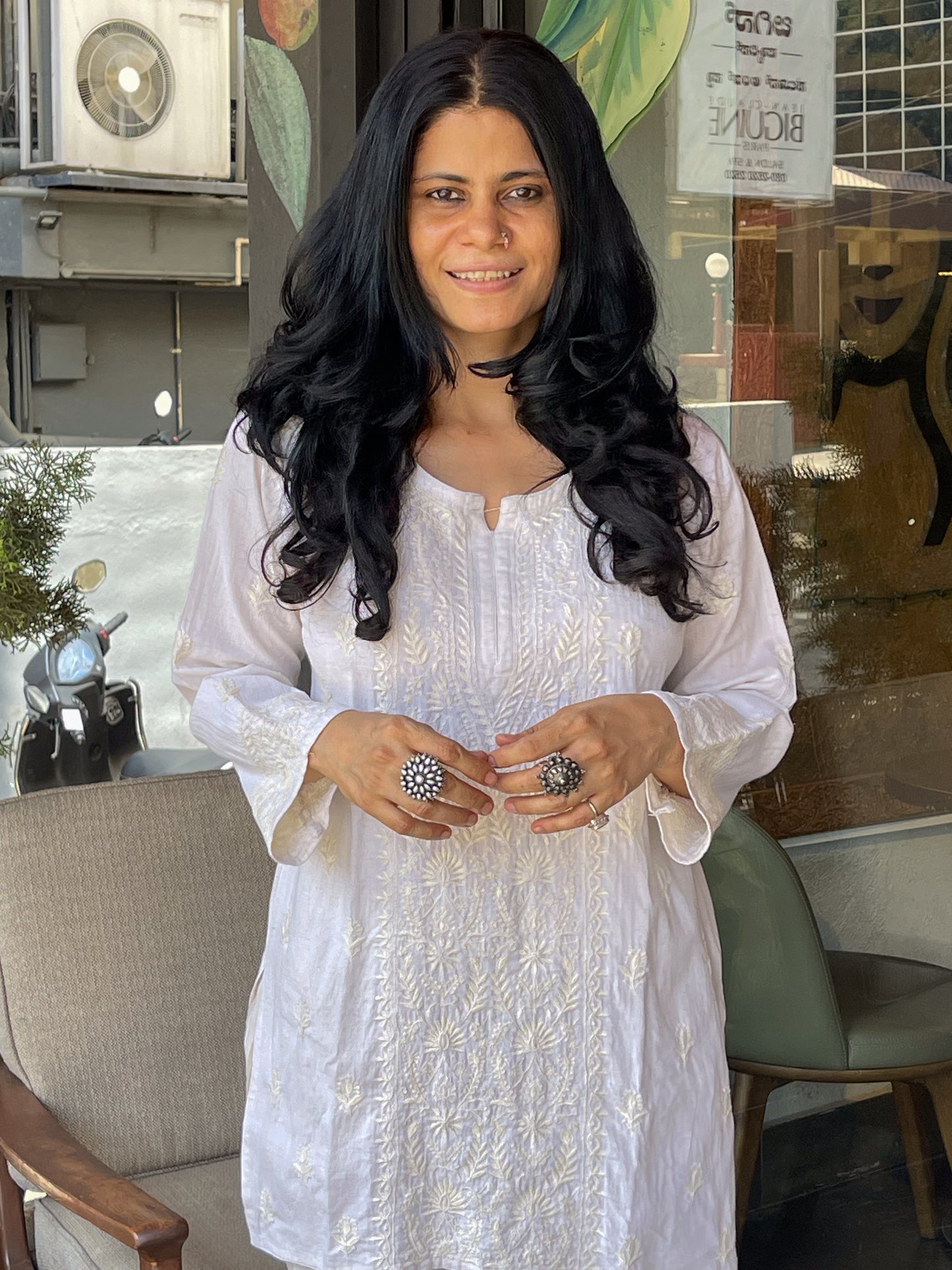 Handembroidered Chikankari Linen Co -Ord Set