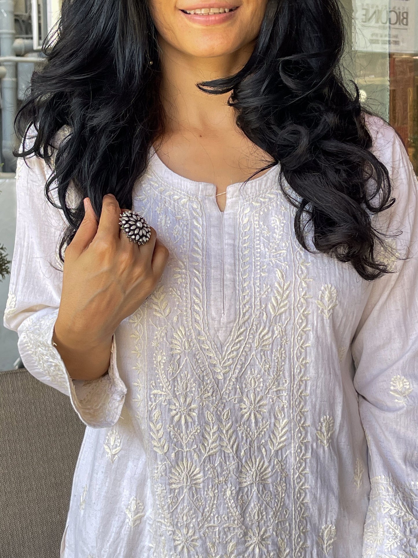 Handembroidered Chikankari Linen Co -Ord Set