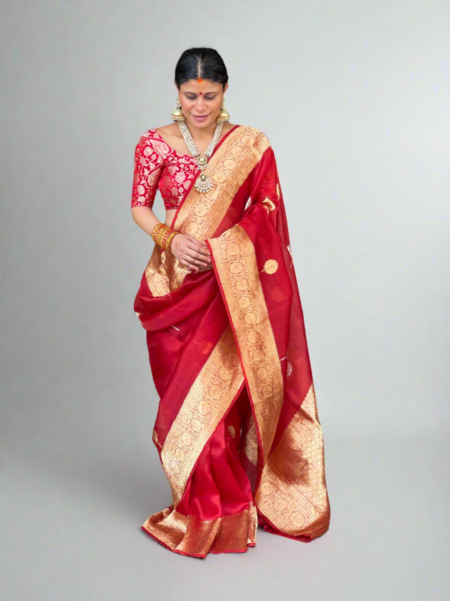 Handloom Kora Kadwa Banarasi Silk Saree