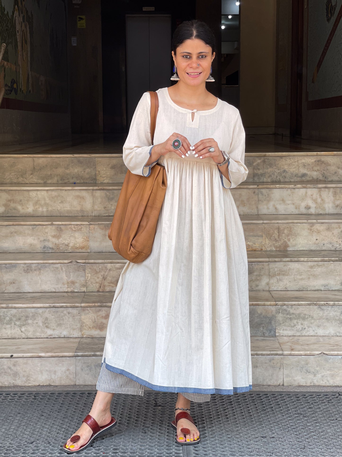Natural Dyed Handwoven cotton kalidar kurta